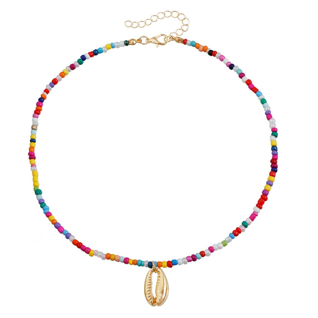 Bohemian Vintage Summer Beach Element Necklace Colorful Rice Bead Necklace