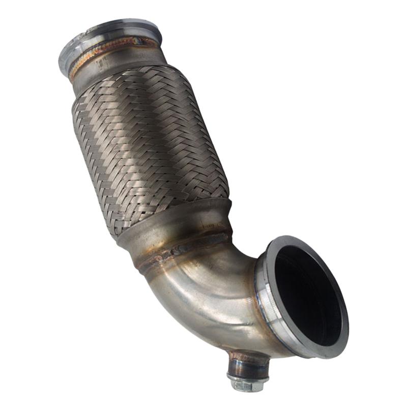 2.5 V-Band to V band Downpipe Low Profile 90 Degree with Flex bellow,O2 bu