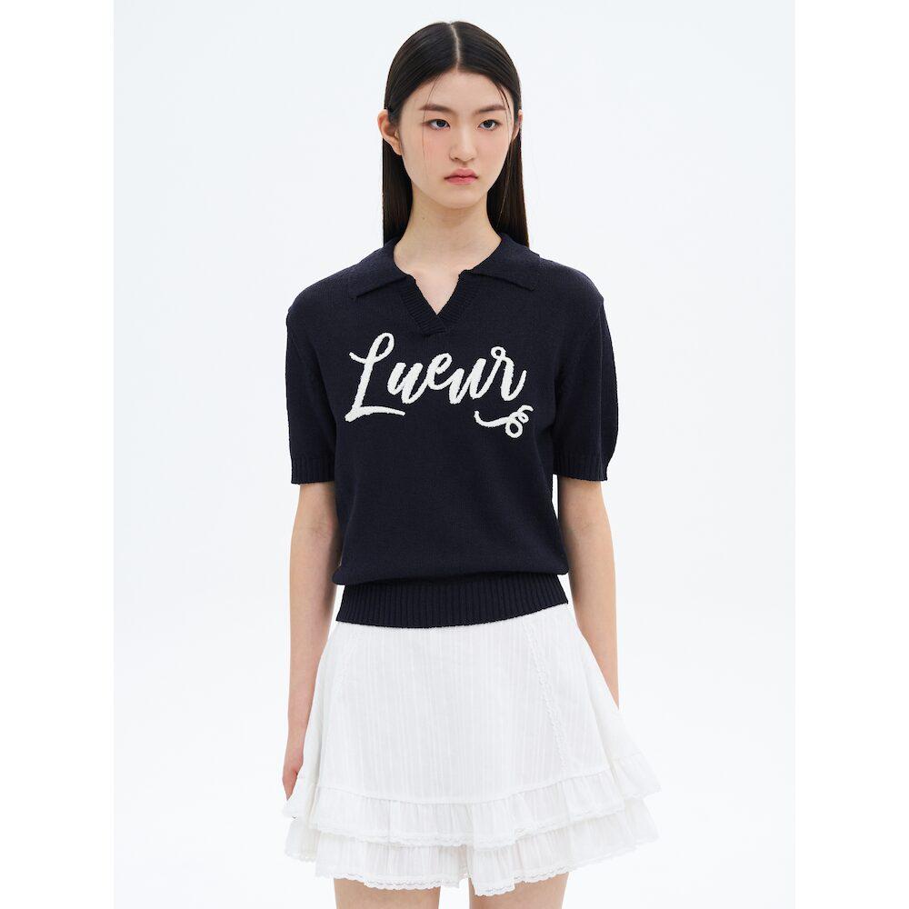 8Seconds Collared Embroidered Short Sleeve Pullover Navy Navy/S