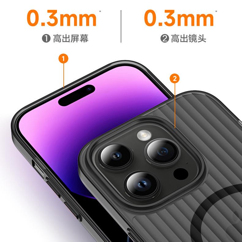 Applicable To iPhone17 Corrugated Magnetic Mobile Phone Case Matte Apple 16proMax Light and Thin Anti-drop 15 Protective Case