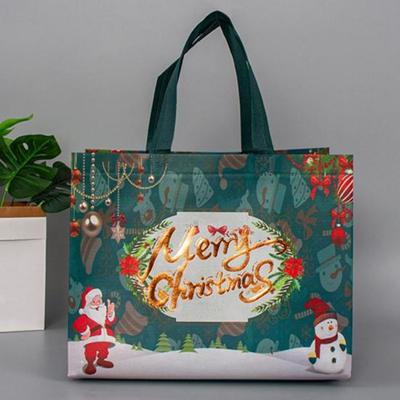 Christmas Gift Bag Santa Claus Snowman Design Large Capacity Dual Handle Non-woven Fabric Candy Gift Packaging Bag