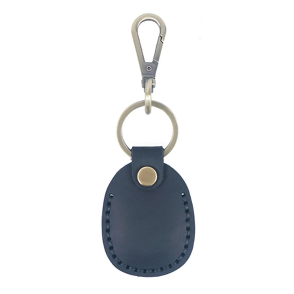 Vintage Leather Access Card Holder Keychain Round Water Drop Access Cards Protective Case Fashion Keyring Card Bag