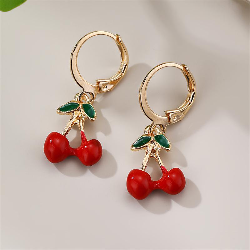 3D Simulated Fruit Dangle Earrings Cherry Strawberry Watermelon Lemon Drop Earrings For Women Party Fashion Jewelry Gift