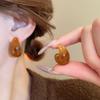 Maillard Brown Waterdrop Resin Geometry Stud Earrings For Women New Trend Simple Wedding Christmas Girl Gift Jewelry
