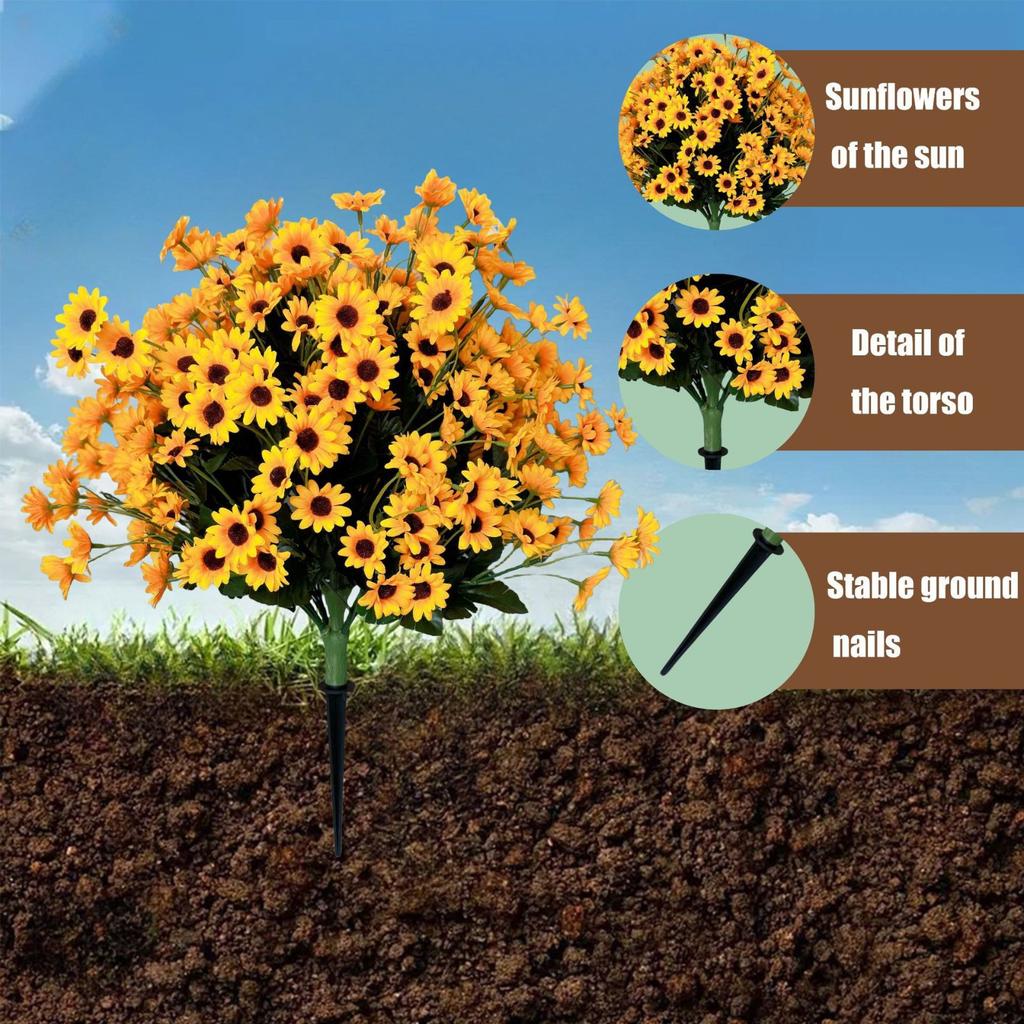 Yellow Daisy Ground Planting Simulation Flower Outdoor Garden Porch Garden Terrace Decoration; Garden Decoration; Artificial Flower