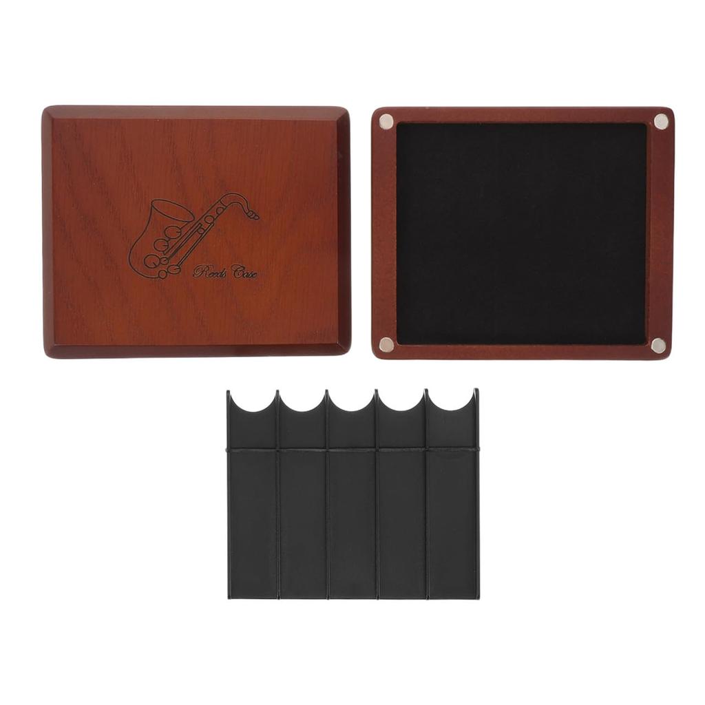 ifundom Alto Saxophone Reed Case, Double Opening, Wooden, Shockproof, Waterproof, Reed Storage Box, Lightweight, Portable, Also Suitable for