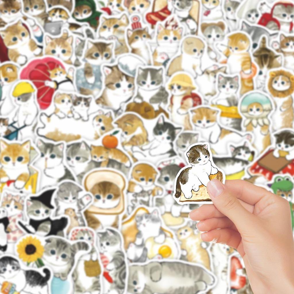 100 Cute Cat Stickers - DIY Phone Case & Luggage Decor, PVC & Waterproof