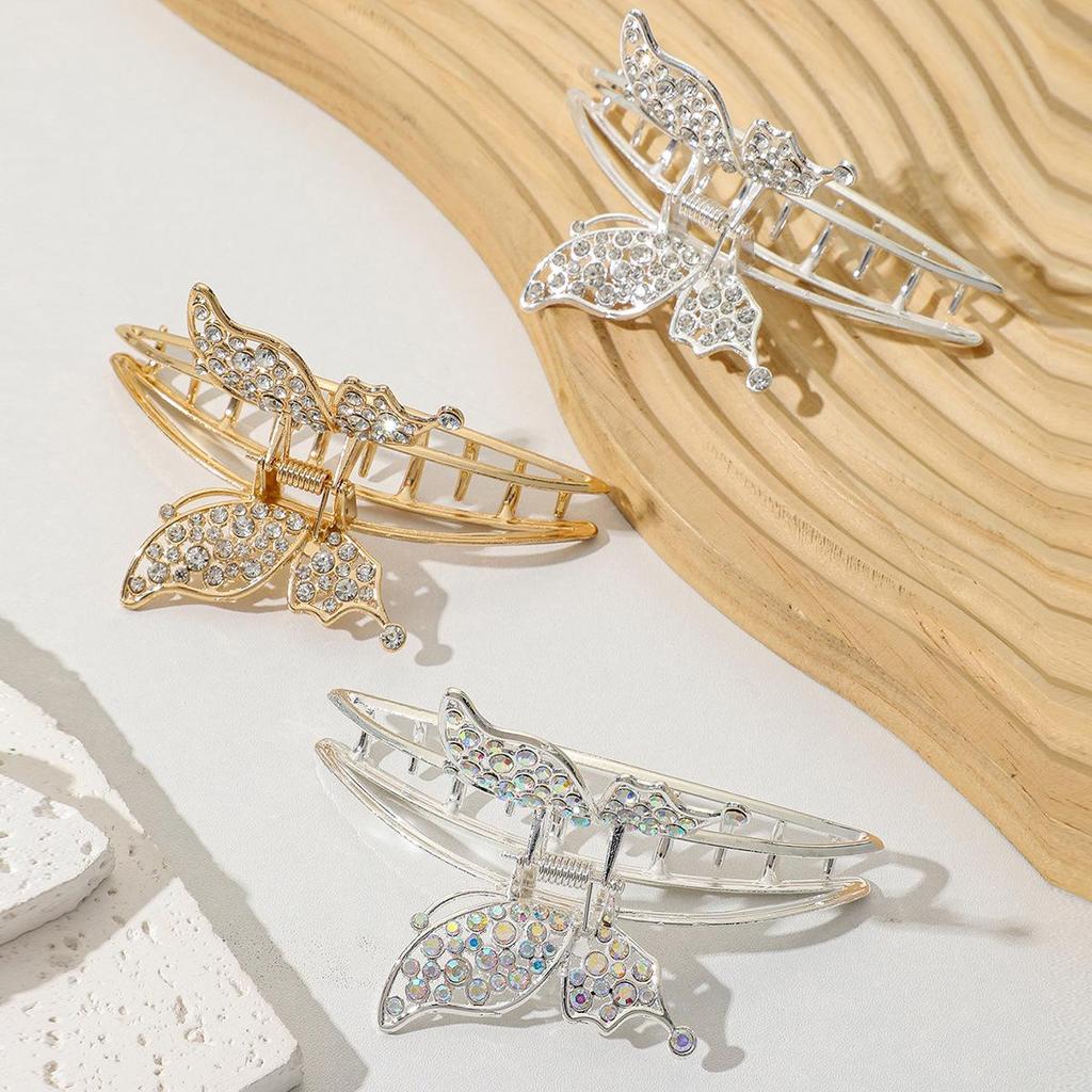 Luxurious Sparkling Diamond Butterfly Hair Clip – Stylish Alloy Claw for Hair Bun