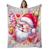 1pc Soft And Warm Flannel Blanket - Thickened 280GSM, Suitable for All Seasons - Santa Claus And Candy Cane Christmas Decor - Soft Bedspread, Suitable