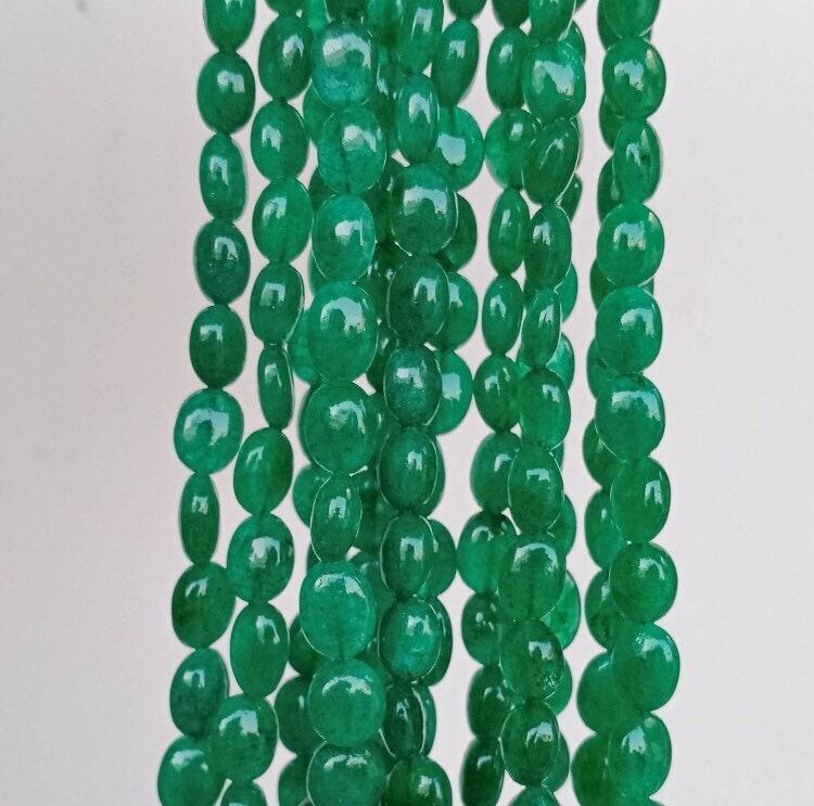 Zambian Emerald Cabochon Beads - Mani Strand Jewelry Supplies 50 Inch