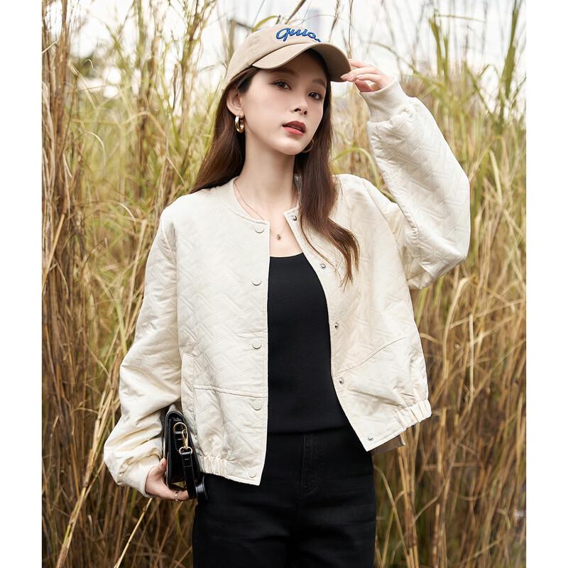 Demana Women's Korean Style Textured Baseball Jacket
