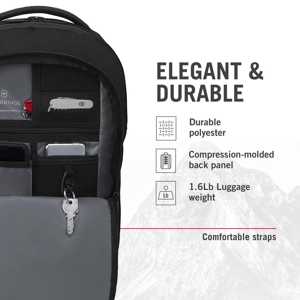 Victorinox Vx Sport EVO Compact with Laptop Bottle and Trolley Black Backpack, Multifunctional, 20L, 16-inch Sleeve, Holder, Sleeve, (Product Code
