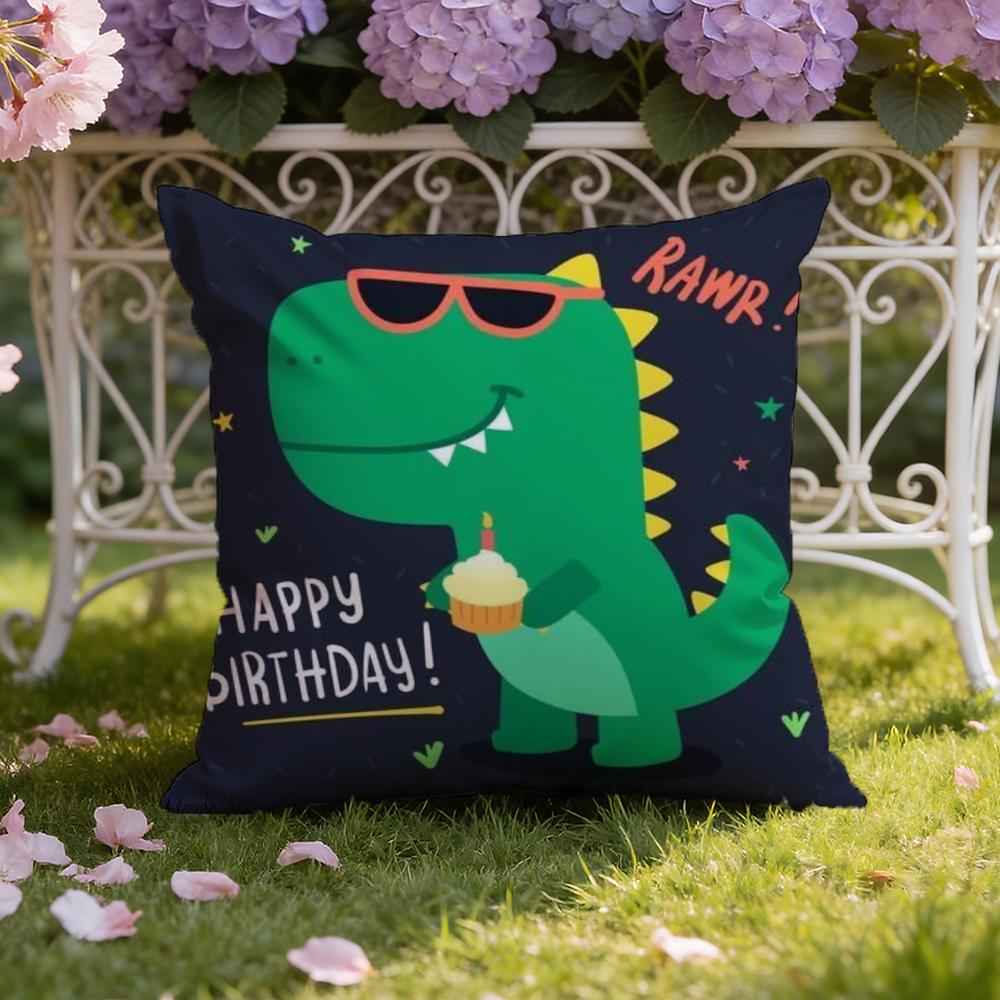 Cute Cartoon Dinosaur Cushion Cover Home & Car Dual-Scene Pillow Cover: Reversible for Premium Comfort