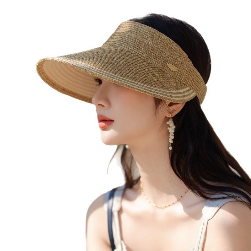 Summer New Hat Women's Empty Top Lafite Straw Hat Outdoor Travel Sun Hat Showing Face Small Sun Hat