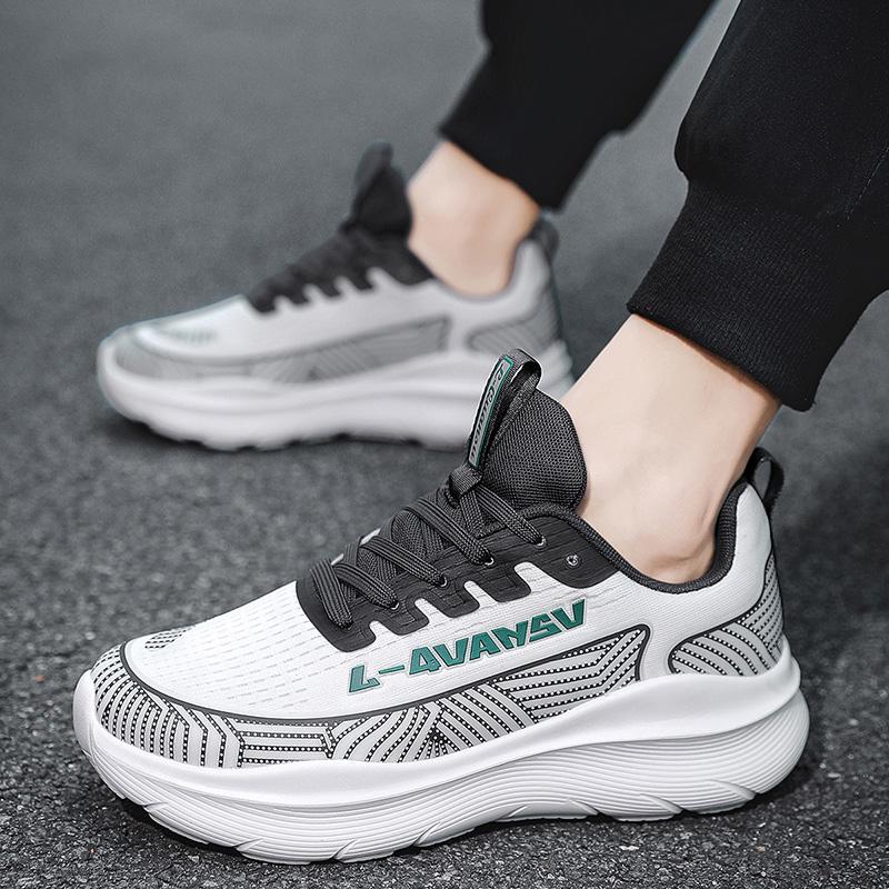 Men Running Shoes Breathable Outdoor Sport Sneakers Air Mesh Gym Elastic Knitting Vamp Tennis Shoes  De Deporte