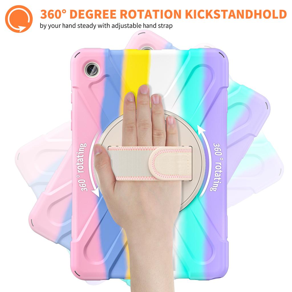 Rugged Case for Samsung Galaxy Tab A9 Plus 2023 11.0 Inch SM-X210 X215 X216B 360 Rotating Stand Cover with Hand & Shoulder Strap