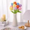 10 Pcs Crochet Tulips Flowers Artificial Flowers Bouquet Finished Handmade Knitted Tulip Bouquets with Leave and Long Stem for Home Centerpieces