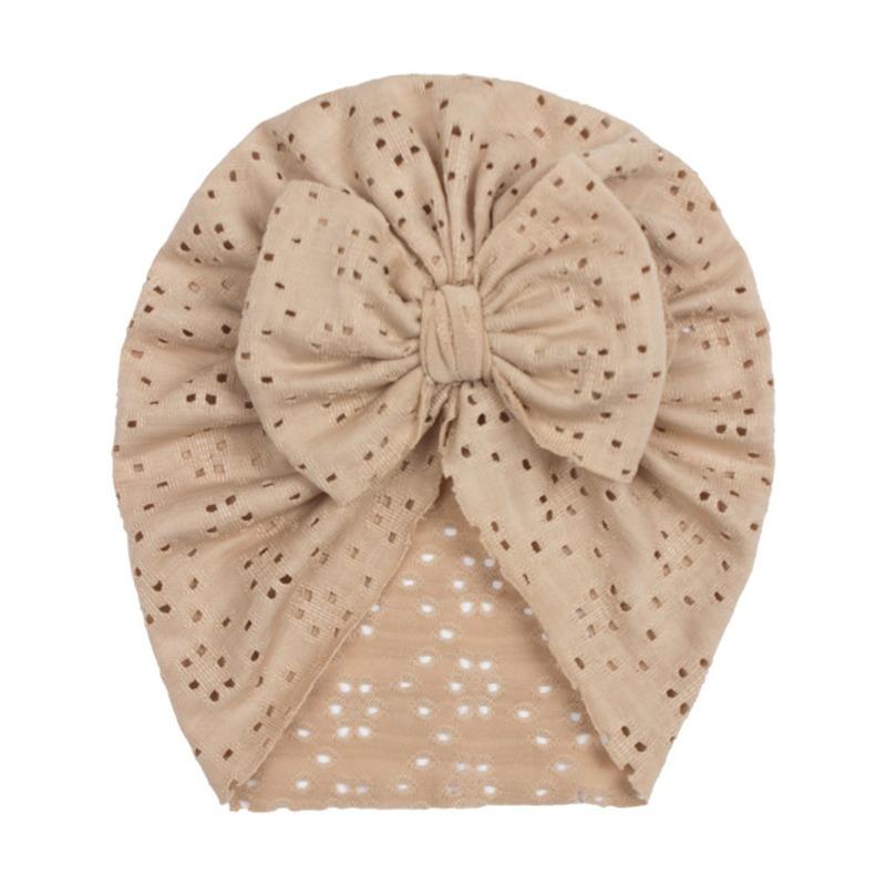 New Baby Solid Color Hole Hat, Breathable Bow Children's Hat, Thin Comfortable Baby Tire Hat
