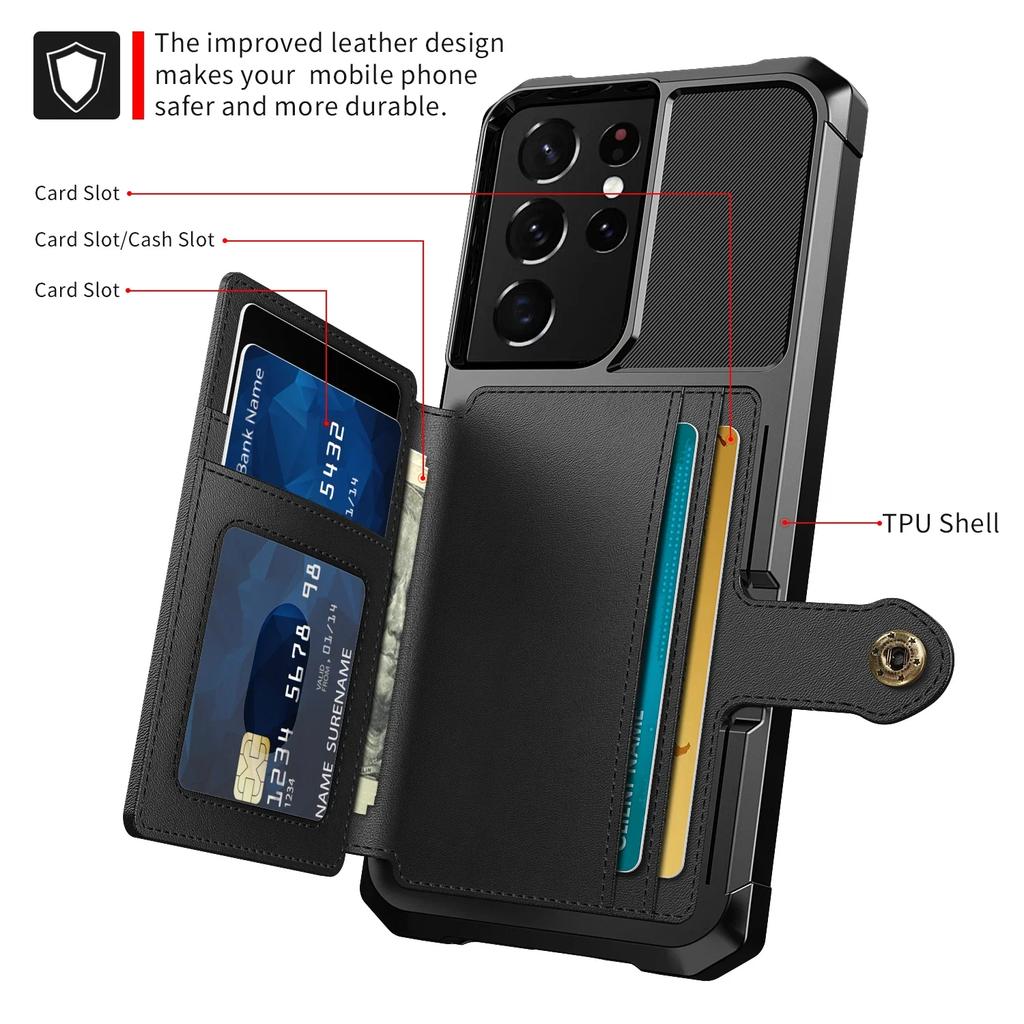 Starke Fallschutz-Handytasche Hülle für Samsung Galaxy S23 FE S24 Ultra S22 Plus Kartensteckplatz Geldbörse Hüllen