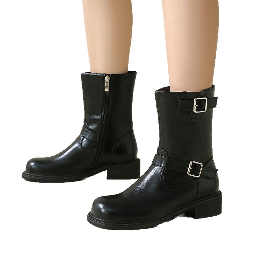 Western Cowboy Boots Vintage Brown Short Boots Maillard Hair Boots Women's Thick Tall Knight Boots