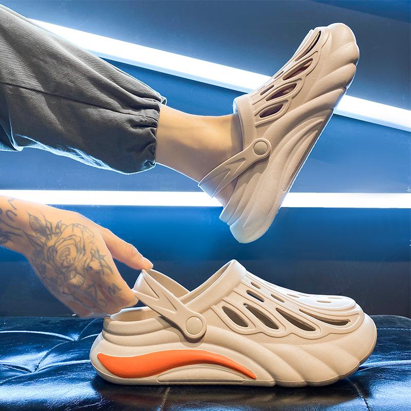 Hole shoes men's summer wear non-slip thick-soled casual beach sandals go out two wear shit-stepping bag head sandals