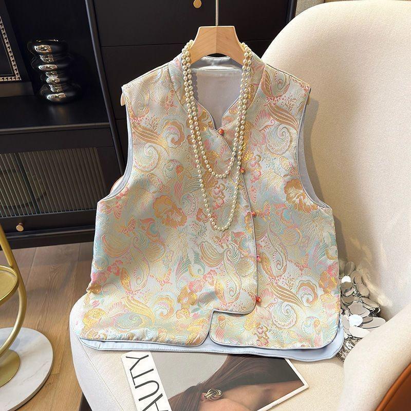 

Ретро улучшенный жилет женский жилет парча жаккард 2025 новый 3XL (recommended 138-75kg)