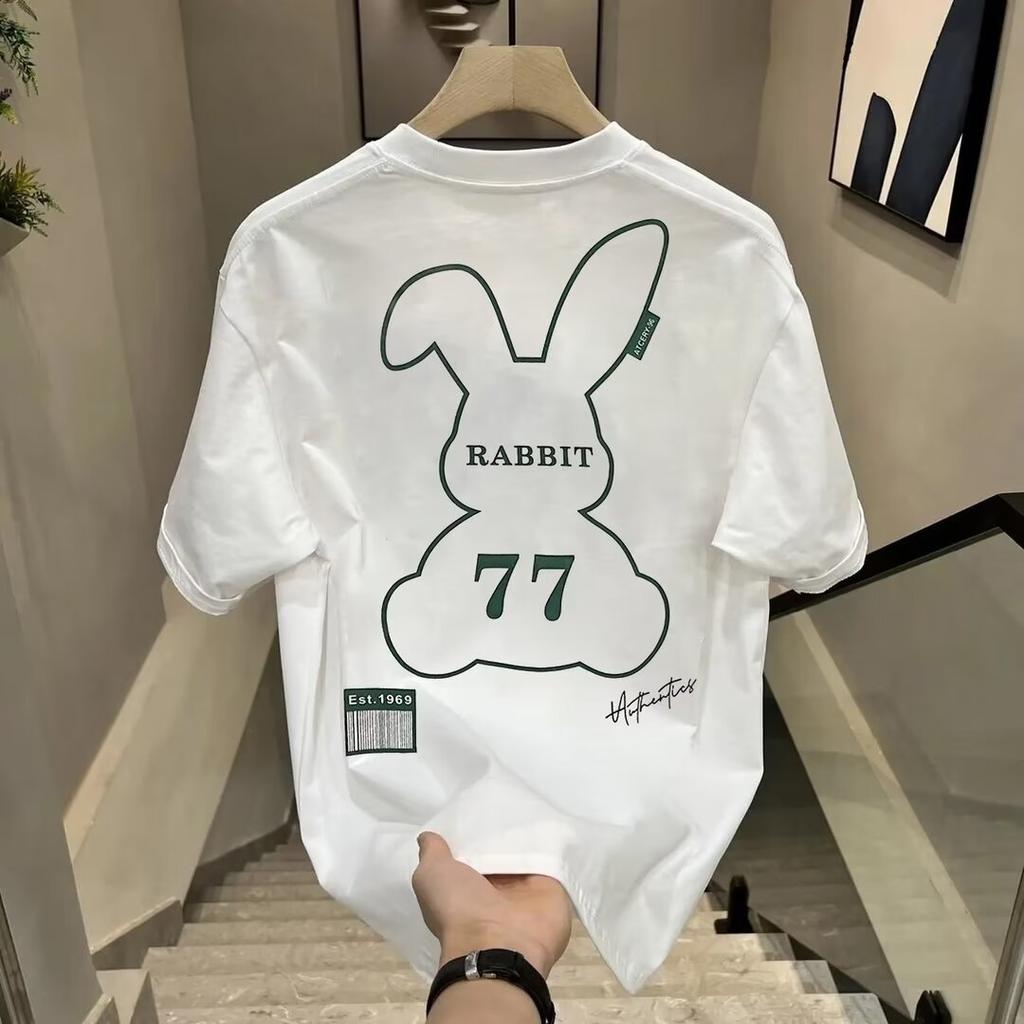 American Trendy Brand Pure Cotton Men'S Printed Short-Sleeved T-Shirt Trendy Men'S And Women'S Casual Round Neck T-Shirt Men'S