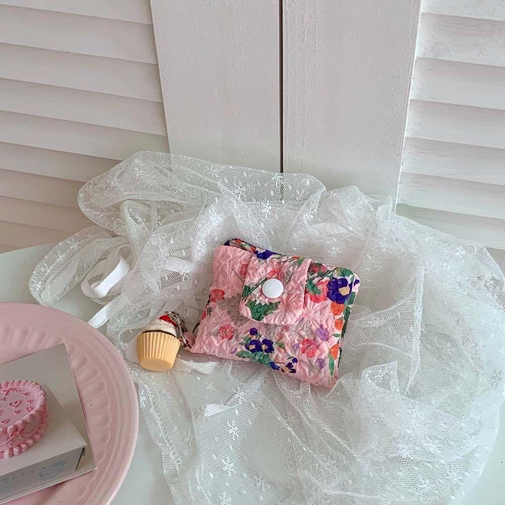 Canvas Flower Coin Purse Bubble Cloth Cloth Envelope Wallets Temperament Mini Cash Wallet  Female
