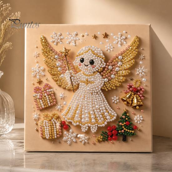 Set Creativo Attività Festiva Pittura con Perle Finte Natalizie Fai da Te Kit Artistico, Carino Kit di Perline 3D Regalo Fatto a Mano per Bambini Artigianato Adulti Principianti, Kit Gemme Parete Casa