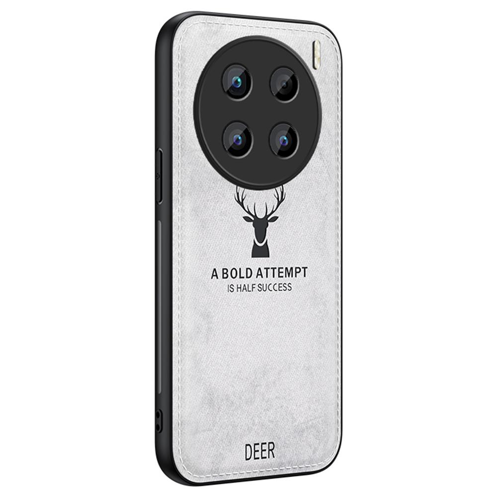 

For vivo X200 Pro 5G Case Deer Pattern Cloth Texture PU Leather Hybrid Phone Cover Grey