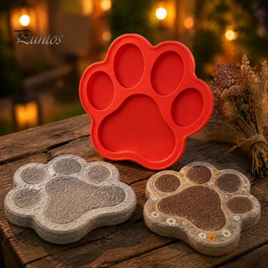 DIY-Kits für Anfänger Trittstein Silikonform für Garten Terrasse Weg Pfad Dekoration, Wiederverwendbare Dekorations-Gießform, Ahornblatt/Kürbis/Pfote/Gänseblümchen/Herz