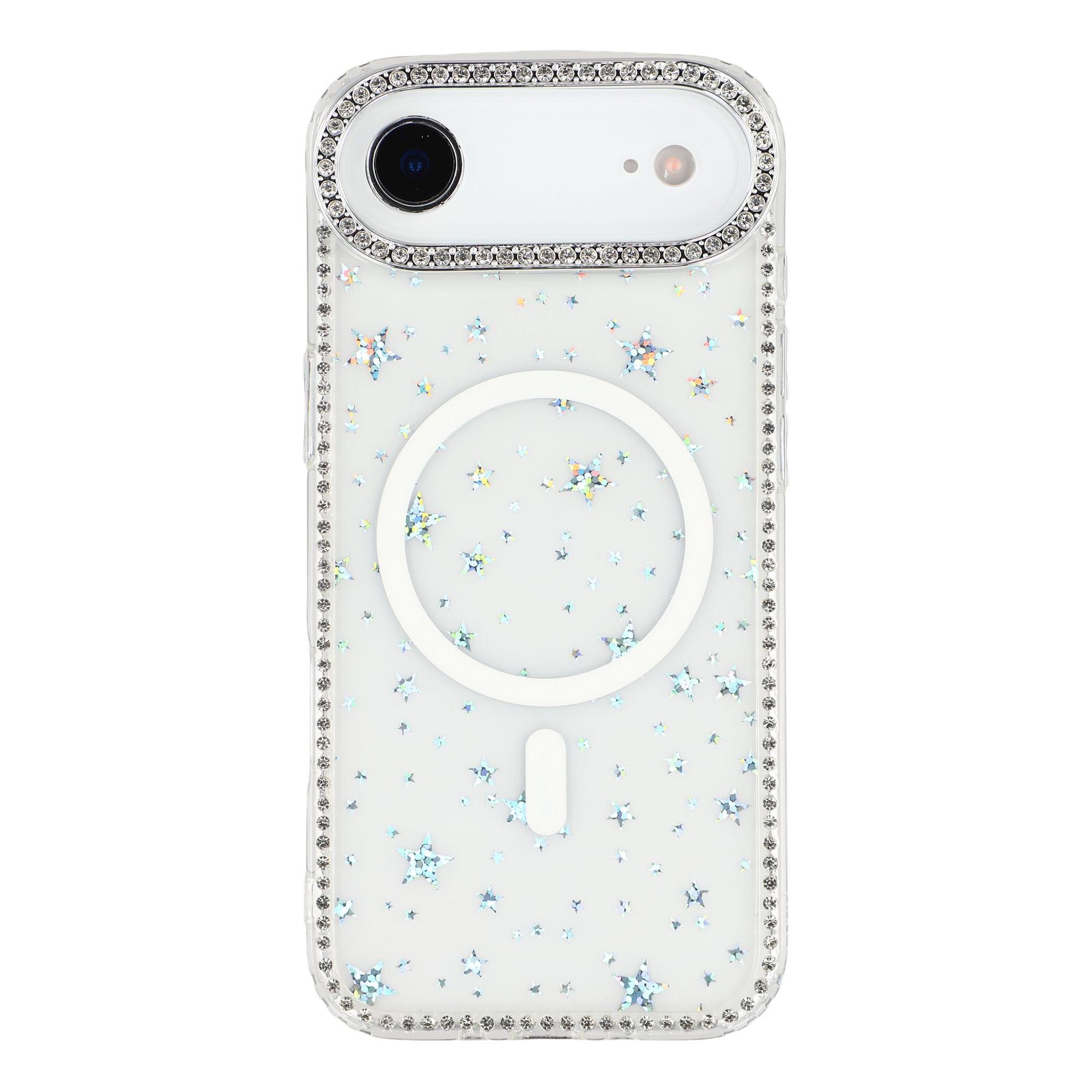 For iPhone Air Case Compatible with MagSafe Rhinestone Edge Glitter Back TPU + PC IMD Phone Cover