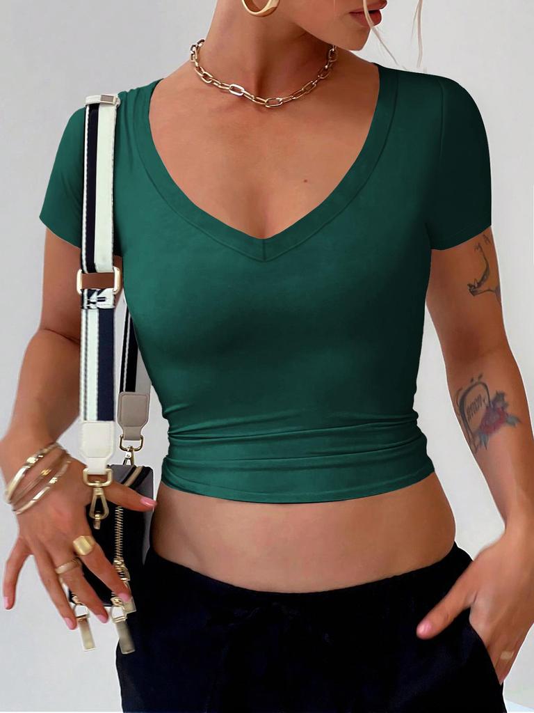 Di Yun Y2K Hot Girl Square Neck Short Sleeve Top - Women's 2025 Autumn/Winter Collection