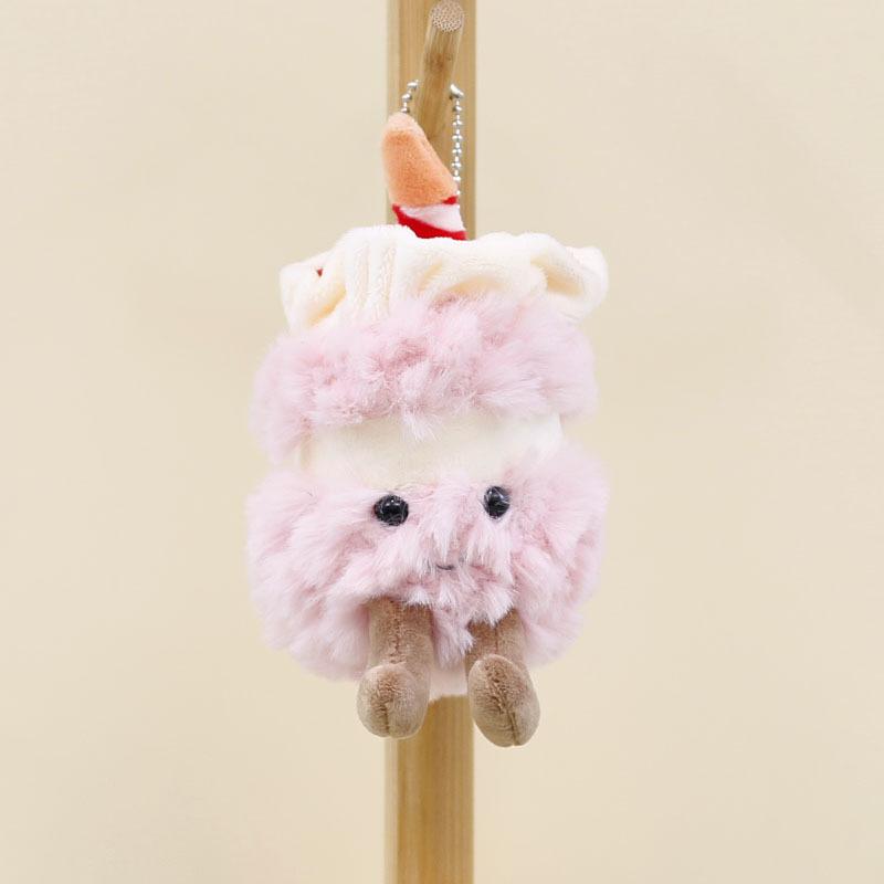 

Key Cake Endearing Chain Plush Doll Bag Charm Realistic Cake Gift Kids For розовый