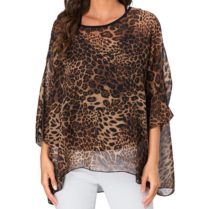 Plus Size Women's Bohemian Chiffon Beach Cover-Up Shirt