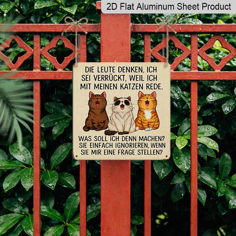 2D Flat, 1pc Funny Cat Lady Wall Sign "I Talk To My Cats" - Vintage Metal Plaque with Retro Tin Sign Style, Outdoor/ Decoration Suitable for Living
