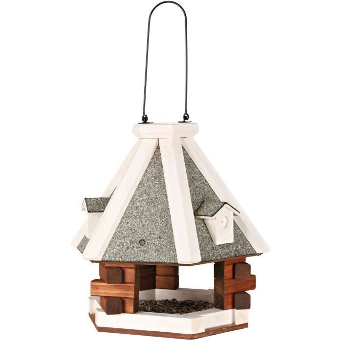 natura mangeoire oiseaux suspendue, en pin, ø 36 × 35 cm, brun/blanc