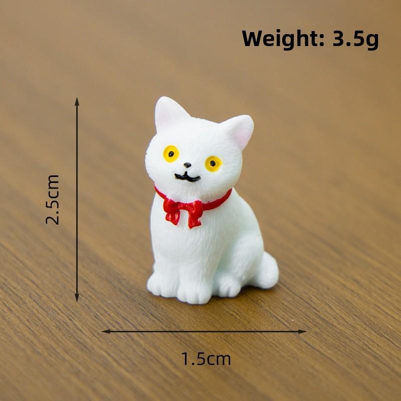 Cute Micro Cat Landscape Resin Ornament With Bow Tie Design For Home Decoration
