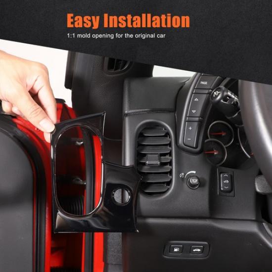 Glossy Piano Black Side Air Vent Outlet Trim Sticker For Corvette C6 2005-2013