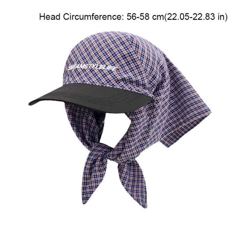 Fashion Korean Style Headscarf Baseball Hat Plaid Y2k Strappy Scarf Hat Spicy Girls Retro Scarf Baseball Cap Street