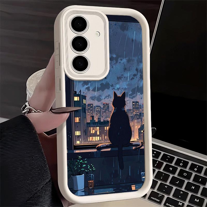 Phone Case for Samsung Galaxy S26 S25 Ultra S24 FE Healing Sense Cat Rain Shell S23 Plus S22 + S21 S20 5G Soft Silicone Funda