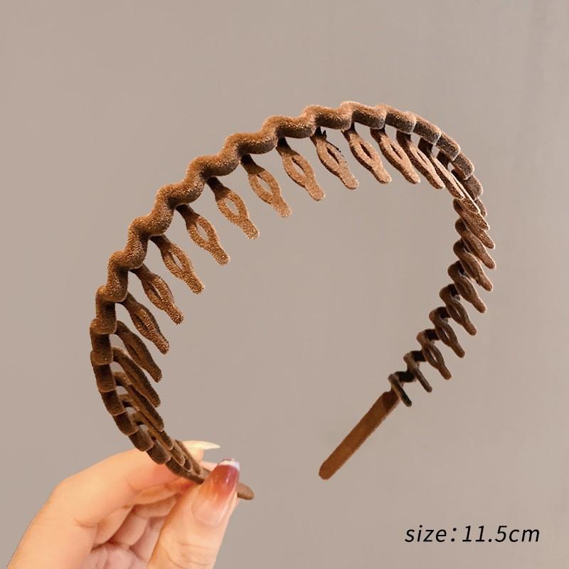 Fashion Rhinestone Flocking Bezel Hair Hoops for Women Ladies Solid Color Toothed Non-Slip Headband Hair Band Hair Accessories