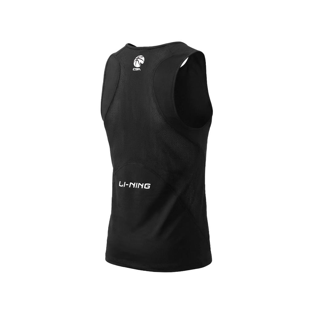 Li Ning CBA Quick-Dry Trendy Summer Basketball Running Fitness Sleeveless T-Shirt Unisex tops Black AUDW041-1