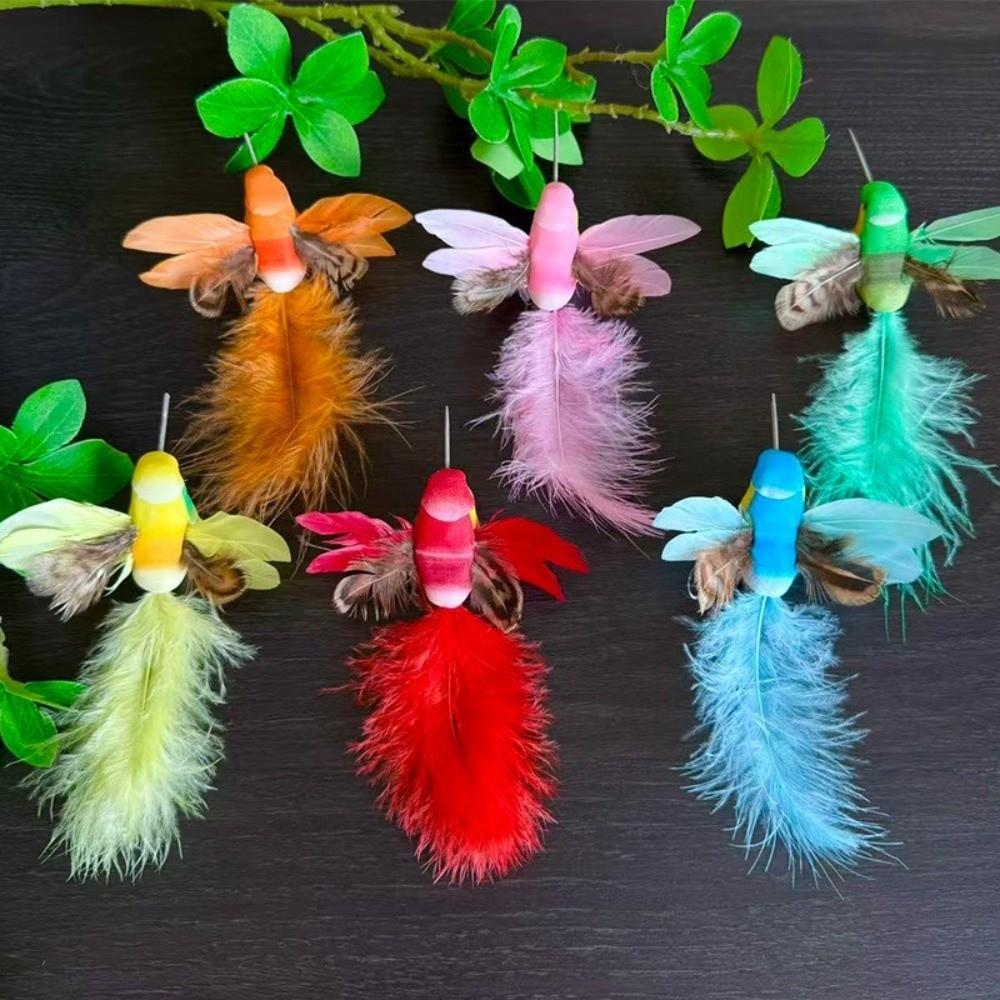 6pcs Garden Landscape Decor Simulation Birds Photography Props with Clip Artificial Birds Crafts Tree Ornaments Colorful
