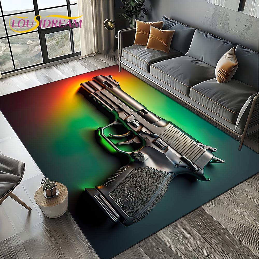2025 New Cool Guns Pistol Ammunition Bullet Cartridge AK M4 Rug Carpet for Living Room Bedroom Decor,Non-slip for Sofa Doormat