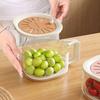 Cute 2in1 Drain Basket with Lid Household Telescopic Water Filter Fruit Vegetable Drainer Large Container with Foldable Handle