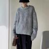 Circle Yarn Solid Color Crew Neck Pullover Sweater Women's Autumn and Winter New Loose Lazy Wind Knitted Sweater