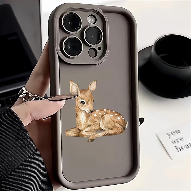 Cute Deer Pattern Silicone Soft Phone Case For iPhone 17 16 15 Pro Max 14 13 12 11 Pro 17 Air 16E XS X XR 7 8 15 Plus Cover