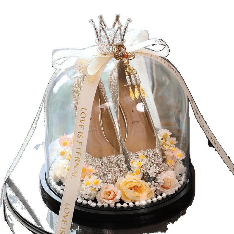 Kristall-Schuhbox-Set zur Hochzeit mit Schloss & Foto-Requisiten – Perfekt für Brautspiele & Geschenke