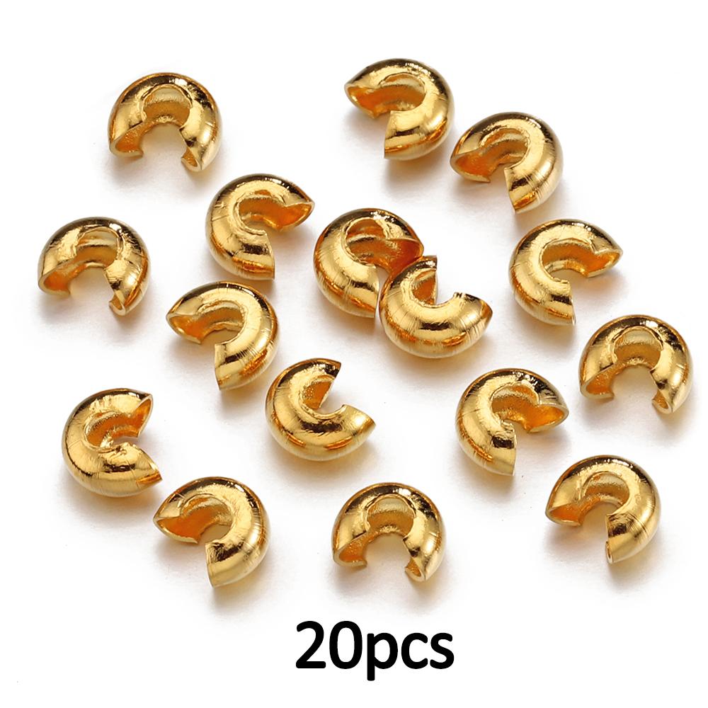 100pcs/20pcs Gold Color Stainless Steel Open Crimp End Beads Covers Stopper Spacer Beads for DIY Jewelry Making Wholesale